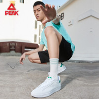 匹克男子板鞋男鞋 2021夏季新款经典小白鞋简约时尚舒适轻便透气运动休闲鞋子DB120127 大白/巴西绿 41
