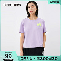 SKECHERS 斯凯奇 Skechers斯凯奇官方女装简约休闲上衣 2021新款街头针织短袖T恤