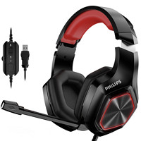 PHILIPS 飞利浦 TAG1115 耳罩式头戴式降噪有线耳机 黑色 USB口