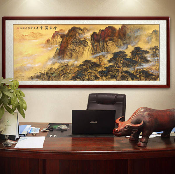 尚得堂 罗科通 手绘字画山水画《金玉满堂》165x85cm