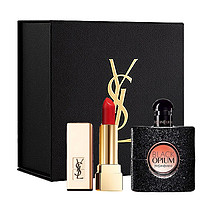 YVES SAINT LAURENT 圣罗兰 女士香水礼盒装 (黑色奥飘茗EDP30ml+纯口红#N°01正红色3.8g)