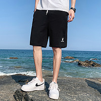 【口碑好评 】夏季男士五分沙滩裤运动短裤男式宽松直筒休闲裤 XL 黑色