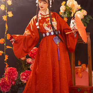 QIAN SHAN YUAN DAI 千黛远山 明制汉服 凤凰与九尾狐 女士鞠衣 红色 S