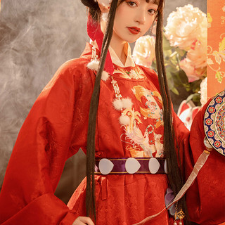 QIAN SHAN YUAN DAI 千黛远山 明制汉服 凤凰与九尾狐 女士鞠衣 红色 S