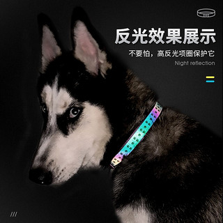 它愿TUFFHOUND 全息反光狗狗牵引绳狗绳小中大型犬遛狗夜间反光项圈  1537 black XS