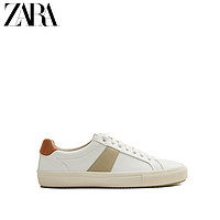 ZARA 12228720001 男士白色带饰橡胶底运动小白鞋