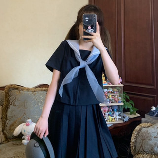 墨秋jk事务所 荔岚高 JK制服 水手服 女士夏服上衣 绀身水色领 S