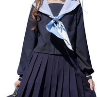 墨秋jk事务所 荔岚高 JK制服 水手服 女士中间服上衣 绀身水色领 S