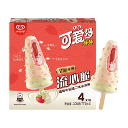 Cutebaby 可爱多 和路雪 可爱多棒棒 流心脆莓莓牛轧糖口味冰淇淋 77g*4支 雪糕