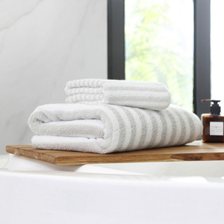 Z towel 最生活 条纹系列 A-1173 浴巾 70*145cm 570g 灰白