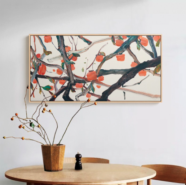 仟象映画杨勇柿柿如意12060cm新中式装饰画客厅装饰墙画餐厅简约油画