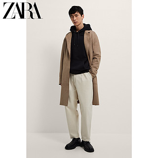 ZARA 新款 男装 仿麂皮反绒长风衣外套 03548641711