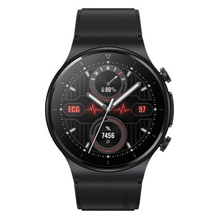 HUAWEI 华为 WATCH GT 2 Pro ECG款 金卡限定版 智能手表 46mm 曜石黑表盘 黑色橡胶表带（ECG、血氧、GPS、扬声器、温度计）