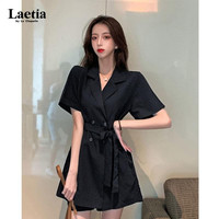 La Chapelle 拉夏贝尔 女士高腰黑色西装连衣裙