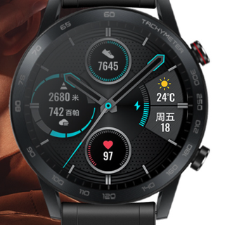 HONOR 荣耀 MagicWatch 2 运动款 智能手表 46mm 碳石黑表盘 黑色橡胶表带（血氧、GPS、NFC、扬声器、温度计）