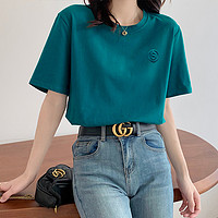 Puella 纯色发泡印花设计休闲T恤女拉夏贝尔旗下2021夏季纯棉短袖衫