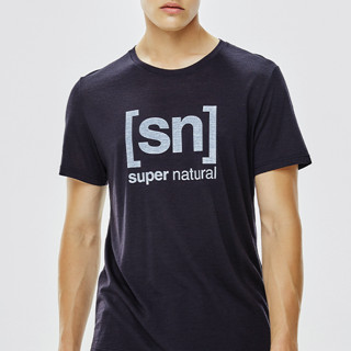 SUPER NATURAL 男子运动T恤 SMS01010138-B001 玄黑色 S