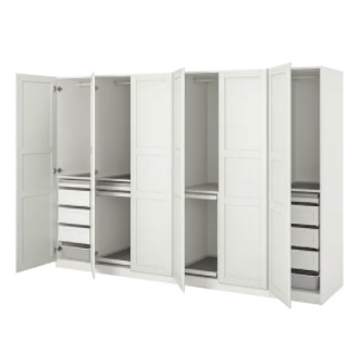 IKEA 宜家  PAX 帕克思 / TYSSEDAL 提赛尔 衣柜组合 白色, 白色 300x60x201 厘米