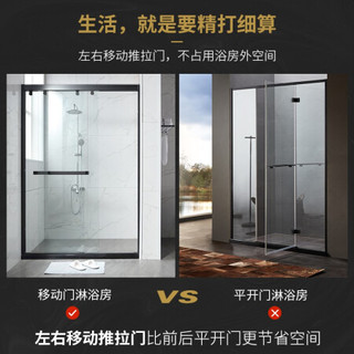 SSWW浪鲸卫浴 淋浴房一字型玻璃隔断 雅黑简约整体淋浴房 双开门定制淋浴房 EB31-Y22 3.2平方 镜光色一字屏淋浴房
