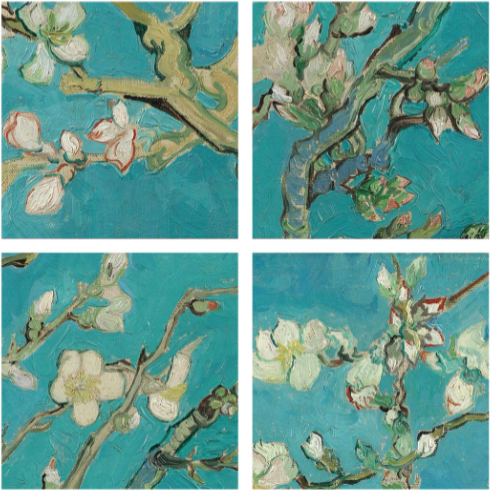 artgift艺术家的礼物梵高名作复刻版画盛开的杏花44x55cm小号铝合金暖