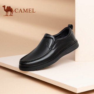 骆驼（CAMEL）男士软底皮休闲鞋商务乐福鞋套脚皮鞋 A132005480 黑色 40