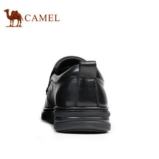 骆驼（CAMEL）男士软底皮休闲鞋商务乐福鞋套脚皮鞋 A132005480 黑色 38