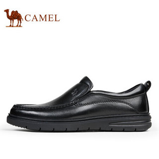 骆驼（CAMEL）男士软底皮休闲鞋商务乐福鞋套脚皮鞋 A132005480 黑色 38