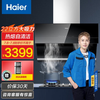 海尔（Haier） 抽烟机家用 静音烟机 变频热熔洗 挥手爆炒 5.0大火力双灶 吸油烟机 E900C18U1+7BE00（天）