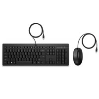 HP 惠普 商用225有线键鼠套装 笔记本台式机USB接口键盘鼠标套装 104键标准键盘 黑色