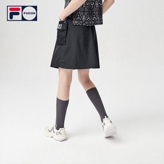 FILA FUSIONx WM白山联名半身裙2021夏新款休闲运动半身裙女 深黑-BK-T11W127301A 155/58A/XS