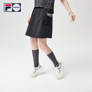 FILA FUSIONx WM白山联名半身裙2021夏新款休闲运动半身裙女 深黑-BK-T11W127301A 155/58A/XS