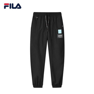 FILA x MIHARA 斐乐联名女士梭织长裤2021年夏秋新款潮流满印裤子 正黑色-BK 160/62A/S