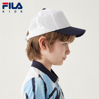 FILA KIDS斐乐儿童棒球帽2021夏季新款男童学生遮阳防晒鸭舌帽子 玉石白-WT M