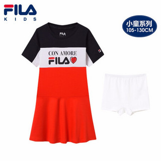 FILA KIDS斐乐儿童女童连衣裙2021年秋季新款小童时尚长裙子潮 传奇蓝-NV 120cm