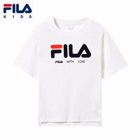 FILA KIDS斐乐童装女童T恤短袖2021年夏季新款中大童儿童运动半袖 标准白-WT 140cm