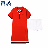 FILA KIDS斐乐女童装连衣裙2021夏季新款儿童中大童运动网球裙子 火红-RD 130cm