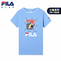 FILA KIDS斐乐童装儿童短袖T恤2021夏男童小童休闲帅气夏装上衣 嫩蓝-LB 120cm