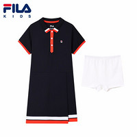 FILA KIDS斐乐女童装连衣裙2021夏季新款儿童中大童运动网球裙子 传奇蓝-NV 130cm