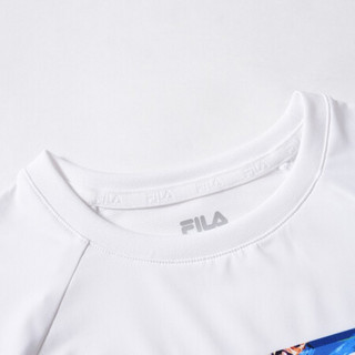 FILA 斐乐童装男童针织短袖衫2021夏季新款中大童T恤儿童运动上衣 玉石白-WT 130cm