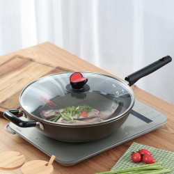 king 炊大皇 新健康系列32/34cm家用无油烟炒菜锅 电磁炉通用炒锅