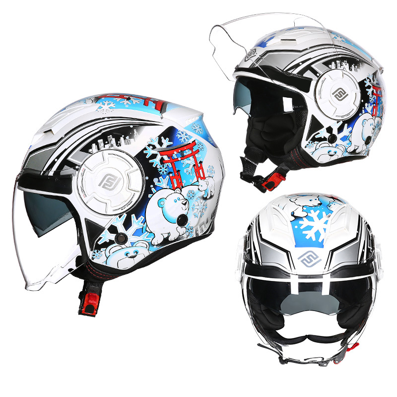 FASEED FS-729 摩托车头盔 亮白雪村 L码