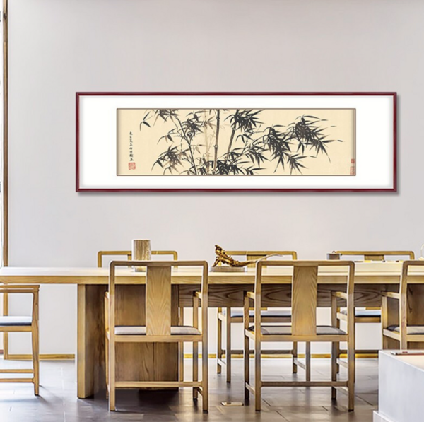 弘舍夏昶书房壁画原作版画淇水清风图成品尺寸160x55cm宣纸雅致胡桃