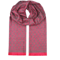 GUCCI 古驰 女士羊毛围巾 411115 3G200 1372 灰色/粉红色 180*48cm