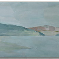 仟象映画 水色 180x70cm 浅木色实木框 现代简约横幅客厅 装饰画