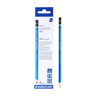 STAEDTLER 施德楼 100 六角杆铅笔 蓝色 3B 12支装