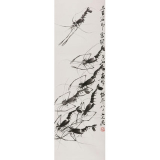 朶雲軒 齐白石 木版水印画《群虾》画芯尺寸约101x33cm 纸本 中国画装饰画