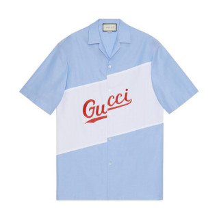 gucci 古驰 男士短袖衬衫 619033 zaen3 4990 浅蓝色 52