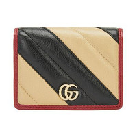 GUCCI 古驰 GG Marmont系列 女士皮革钱包 573811 0OLOX 9689 米色/黑色