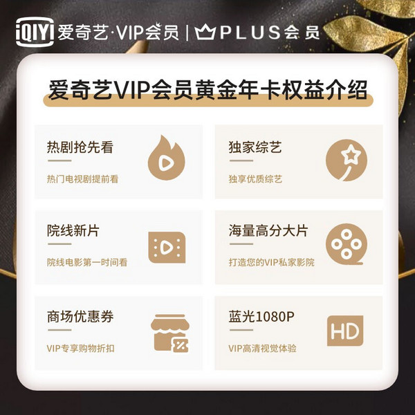 iQIYI 爱奇艺 黄金VIP会员年卡+京东PLUS会员年卡