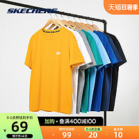 SKECHERS 斯凯奇 Skechers斯凯奇2021夏季新品男士宽松简约纯色舒适运动短袖T恤衫